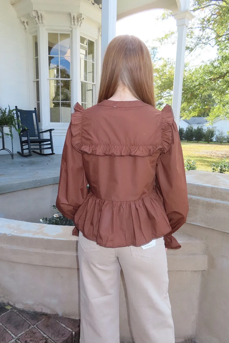 Harvest Whispers Long Sleeve Blouse Brown