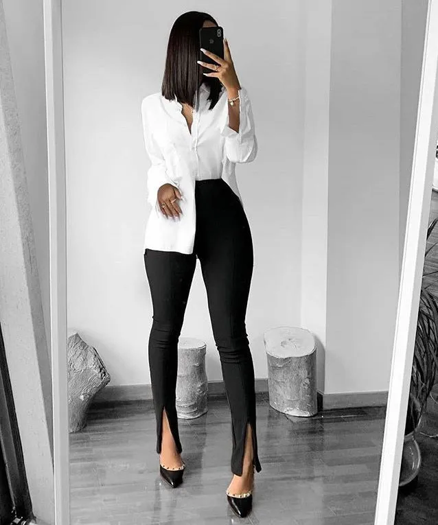 High Waist Skinny Flare Trousers