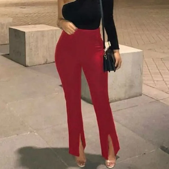 High Waist Skinny Flare Trousers