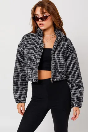 Highlands Cropped Puffer Jacket -Black/White