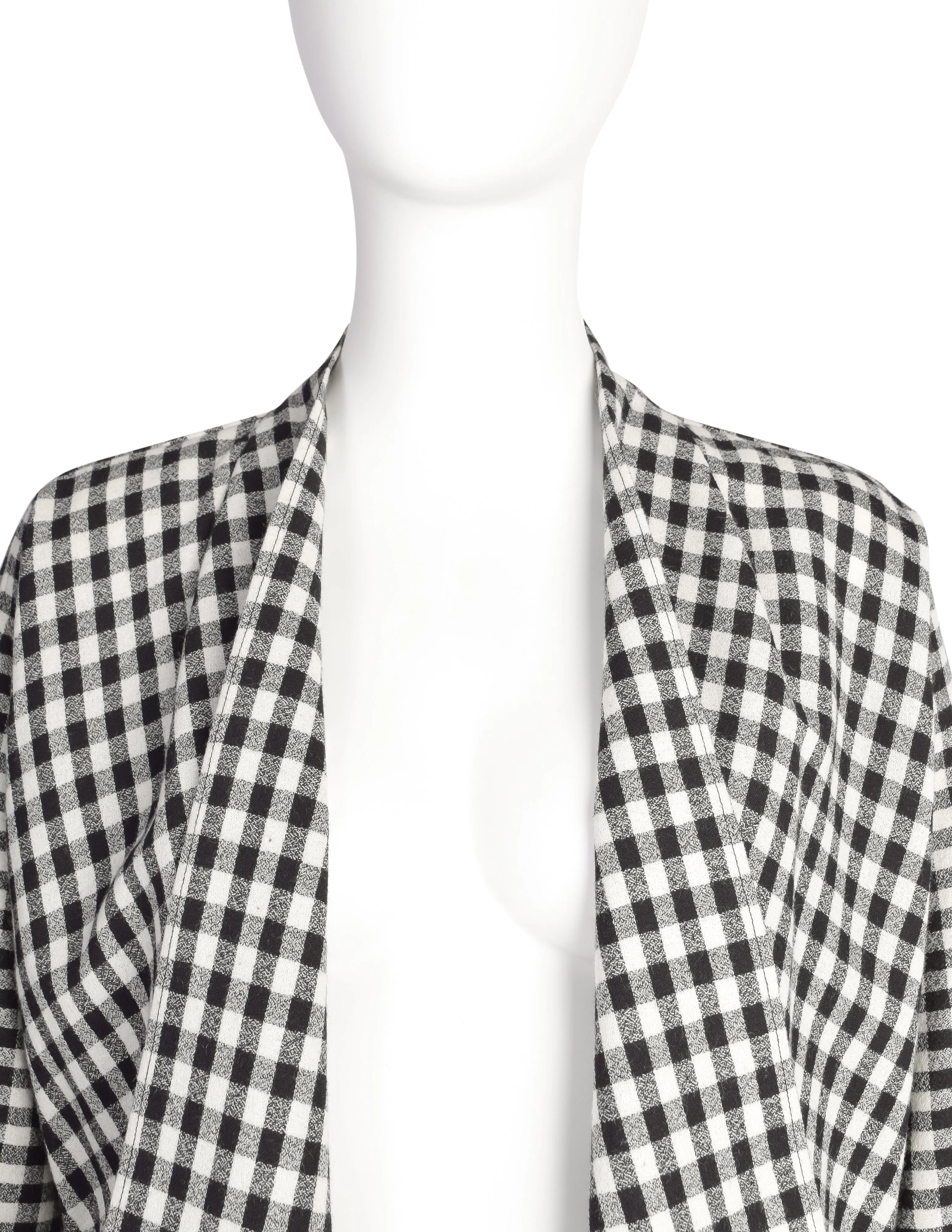 Issey Miyake Plantation Vintage Black White Gingham Check Cropped Jacket