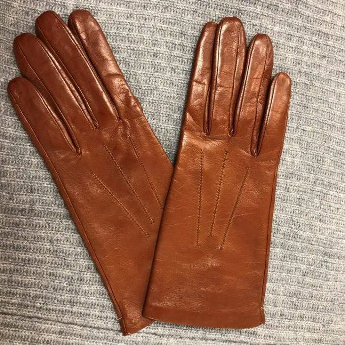 Italian Leather Silk Lined Gloves 2362 | Cognac