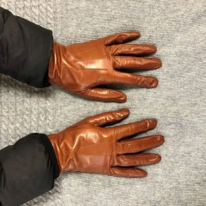 Italian Leather Silk Lined Gloves 2362 | Cognac