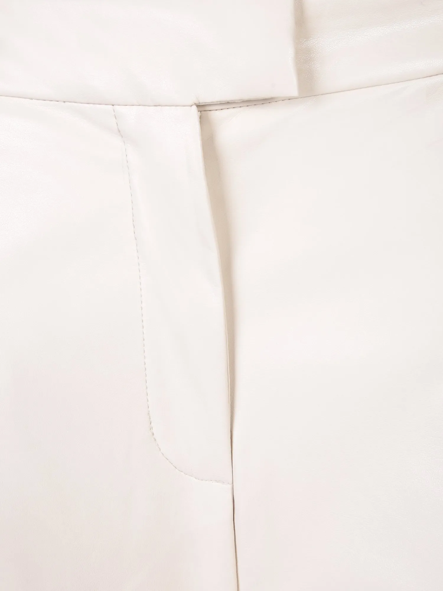 Ivory Faux Leather Flare Trousers