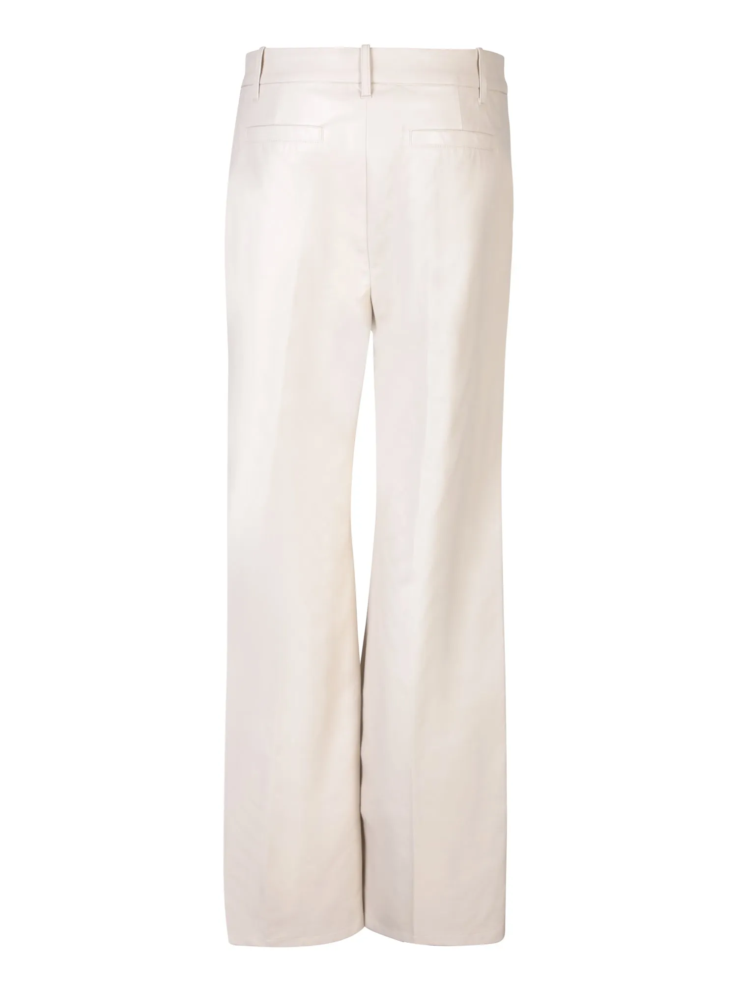 Ivory Faux Leather Flare Trousers