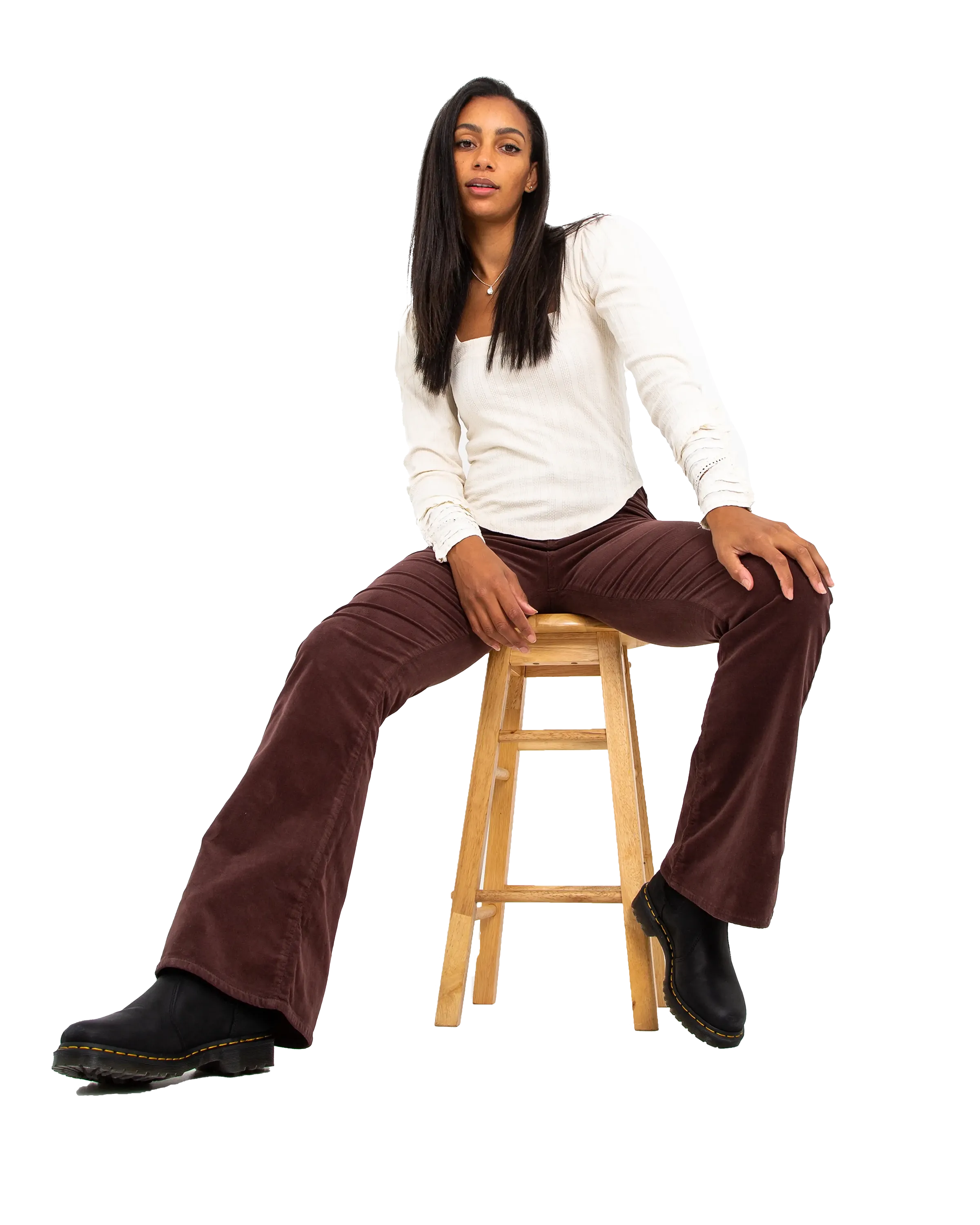 Jayde Cord Flare Trousers in French Roast