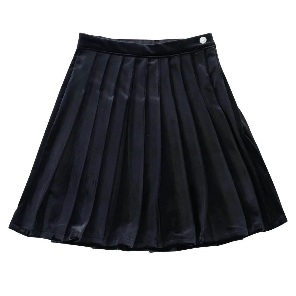 KLAI Black Velvet Pleat Skirt