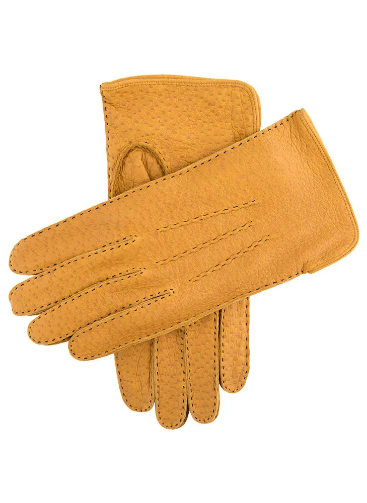 Men's Heritage Handsewn Three-Point Silk-Lined Peccary Leather Gloves