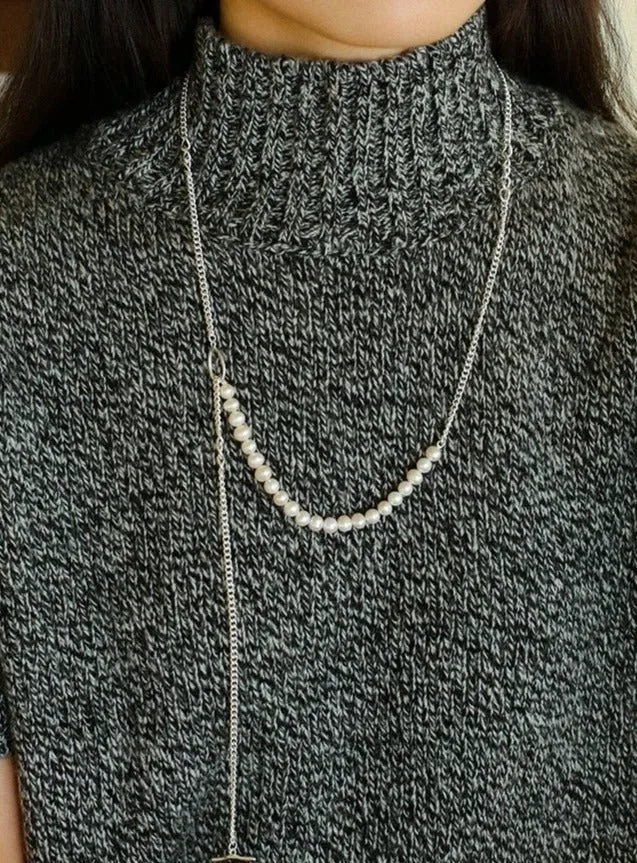 Minimalist Serpent Bone Chain Pearl Y Necklaces