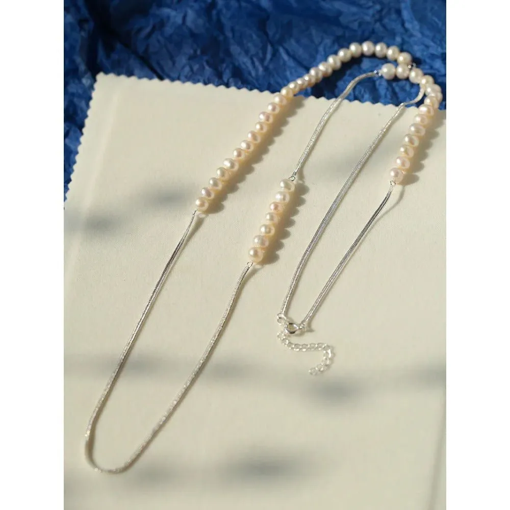 Minimalist Serpent Bone Chain Pearl Y Necklaces