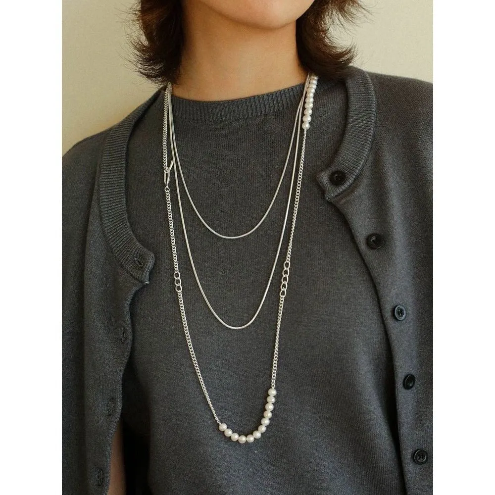 Minimalist Serpent Bone Chain Pearl Y Necklaces