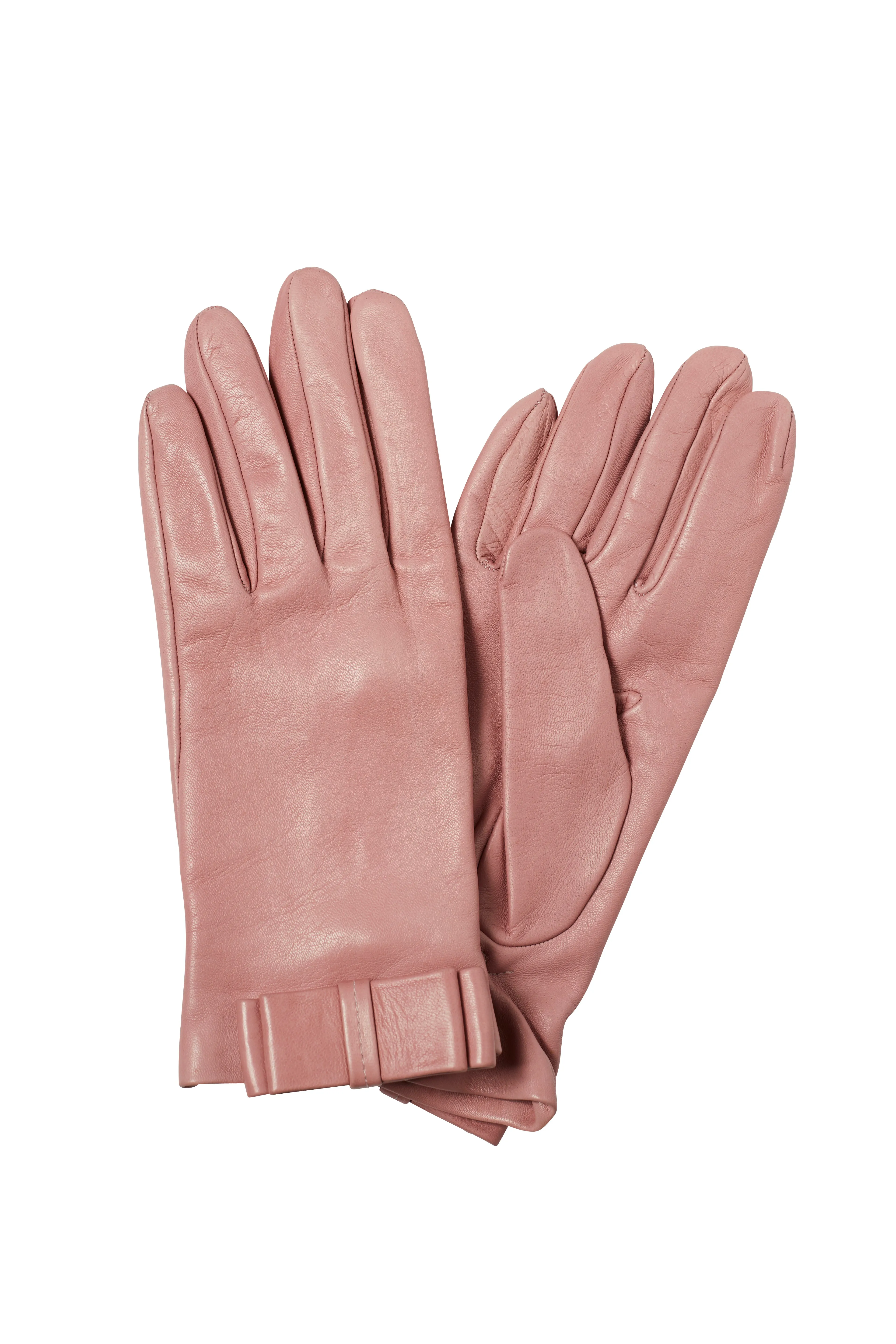 Minnie Flat Bow - Women's Silk Lined Leather Gloves