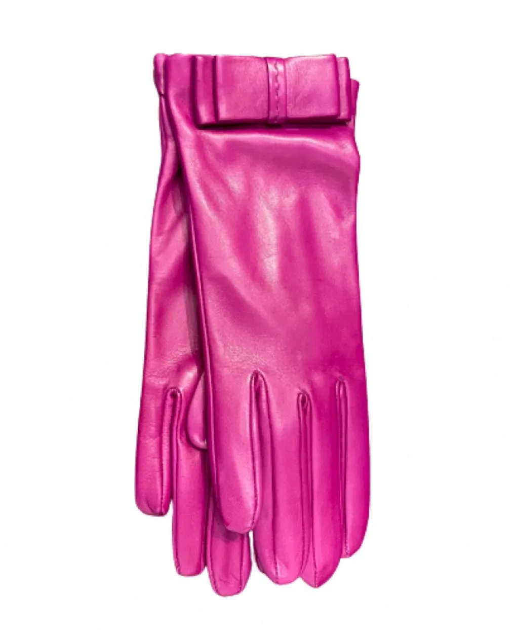 Minnie Flat Bow - Women's Silk Lined Leather Gloves