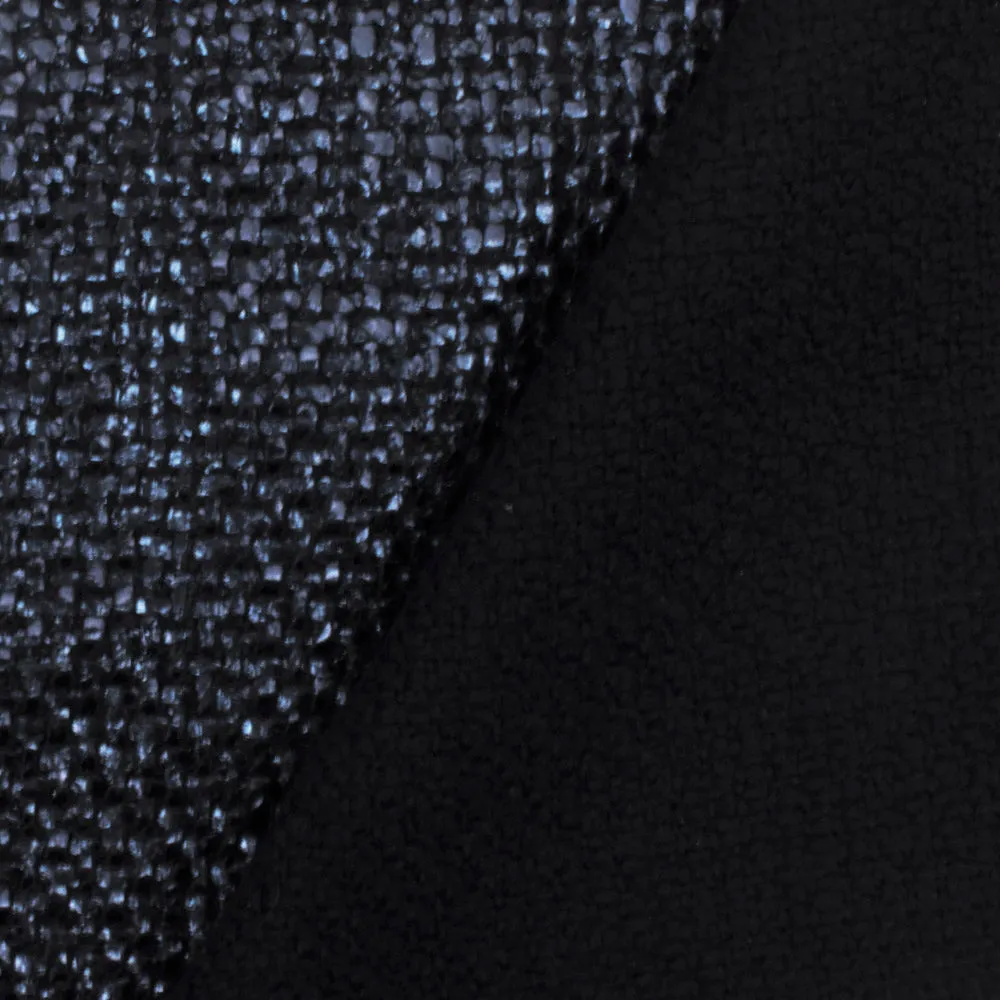 Navy Famous Designer Metallic Coated Tweed Coating Fabric