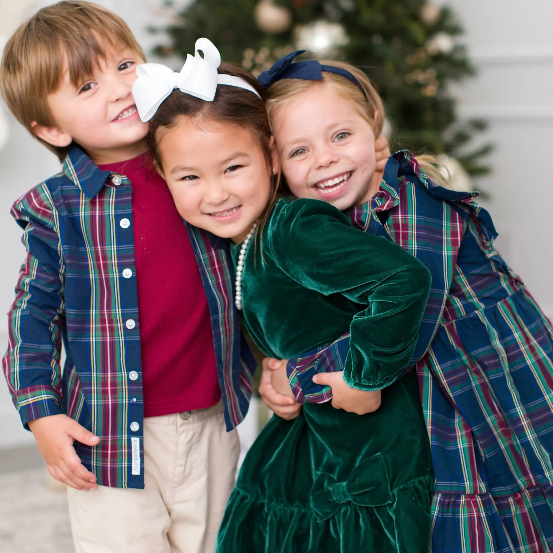 Navy Tartan Plaid Ruffle Dress