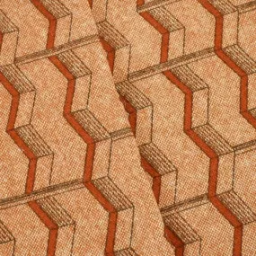 Orange/Multi Wool Blend Artistic Chevron Printed Jacketing Fabric