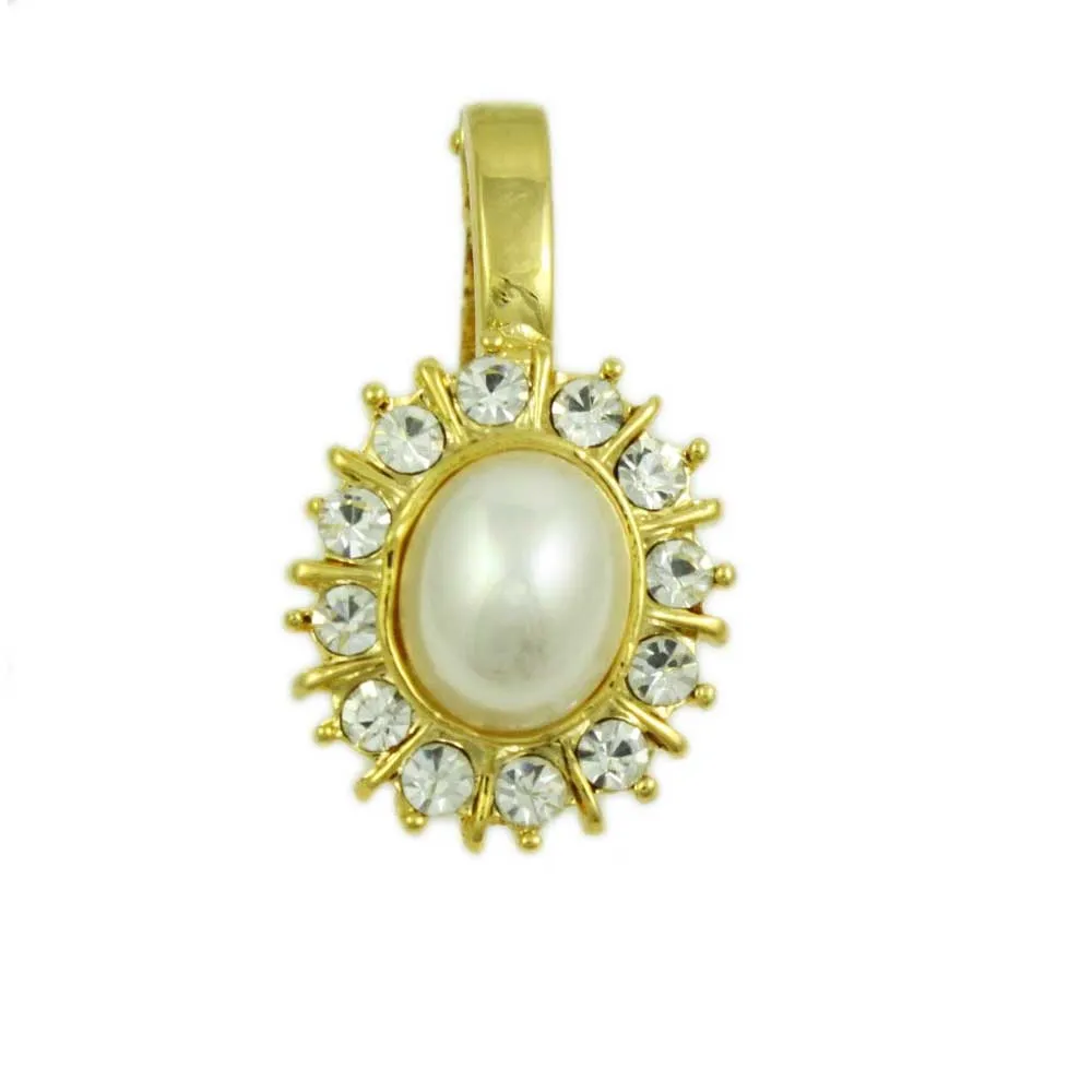 Oval Cream Pearl  Enhancer Surrounded by Crystals - PR310