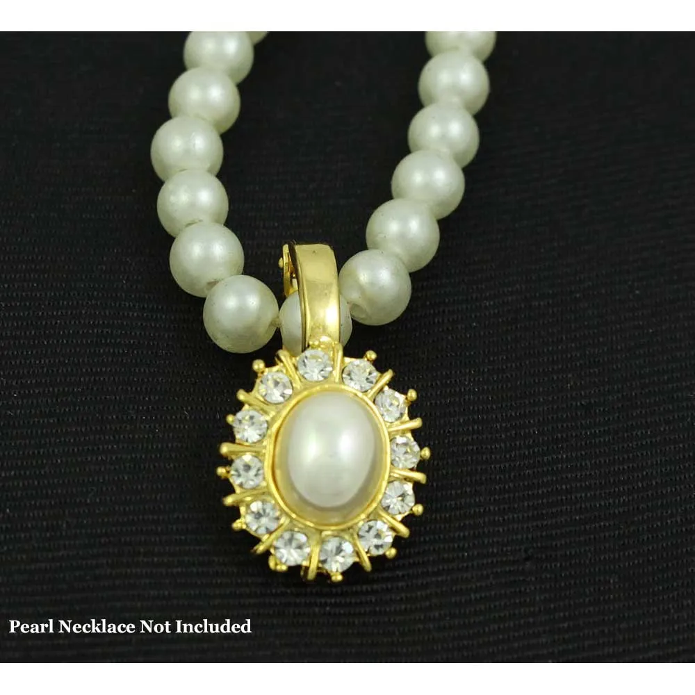 Oval Cream Pearl  Enhancer Surrounded by Crystals - PR310