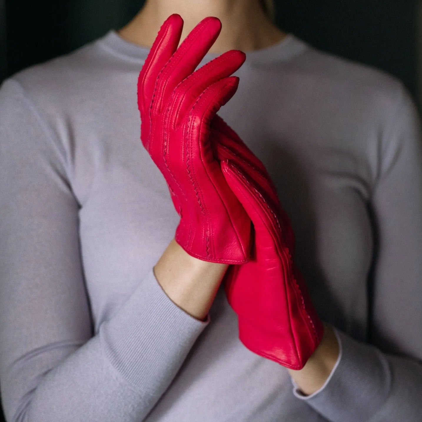 Pavia Hot Pink Leather Gloves