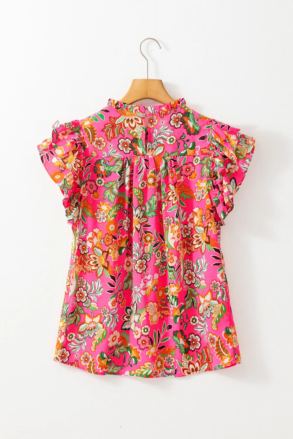 Pleated Ruffled Sleeve Summer Blouse