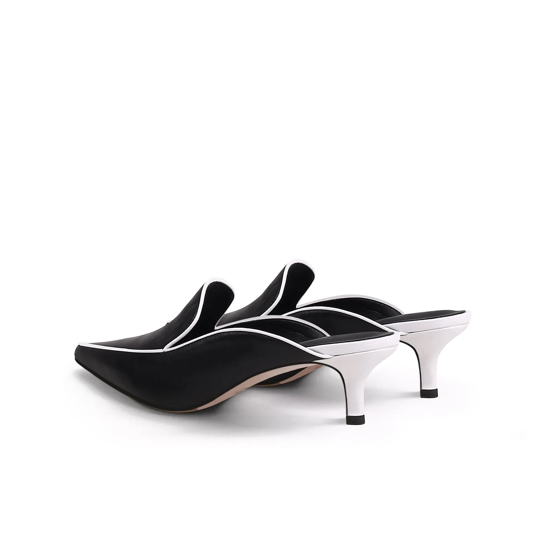 Pointed Toe Kitten Mules