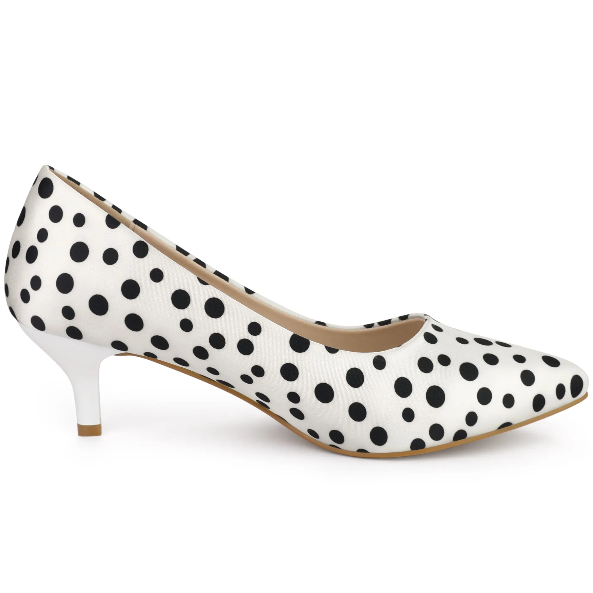 Pointed Toe Polka Dots Kitten Heel Pumps