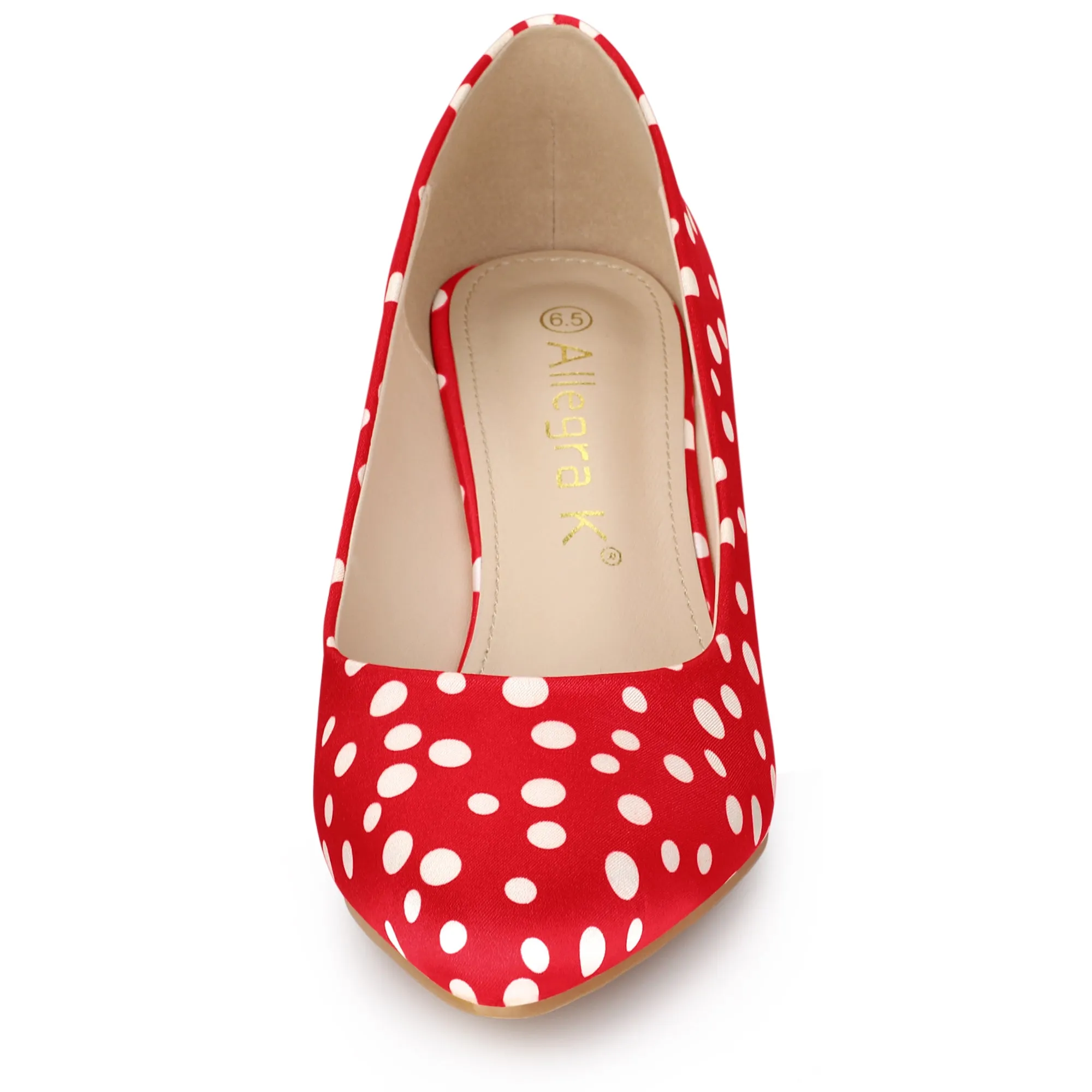 Pointed Toe Polka Dots Kitten Heel Pumps