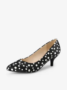 Pointed Toe Polka Dots Kitten Heel Pumps