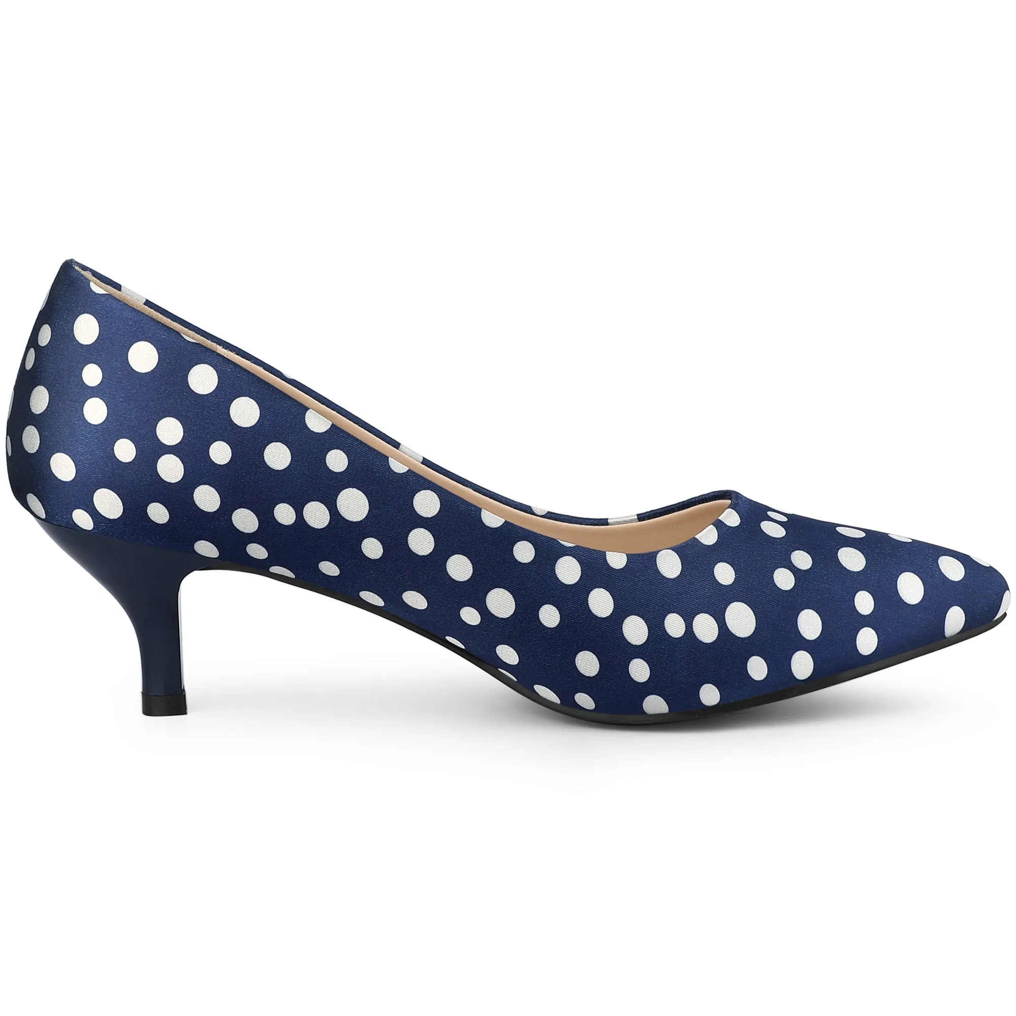 Pointed Toe Polka Dots Kitten Heel Pumps