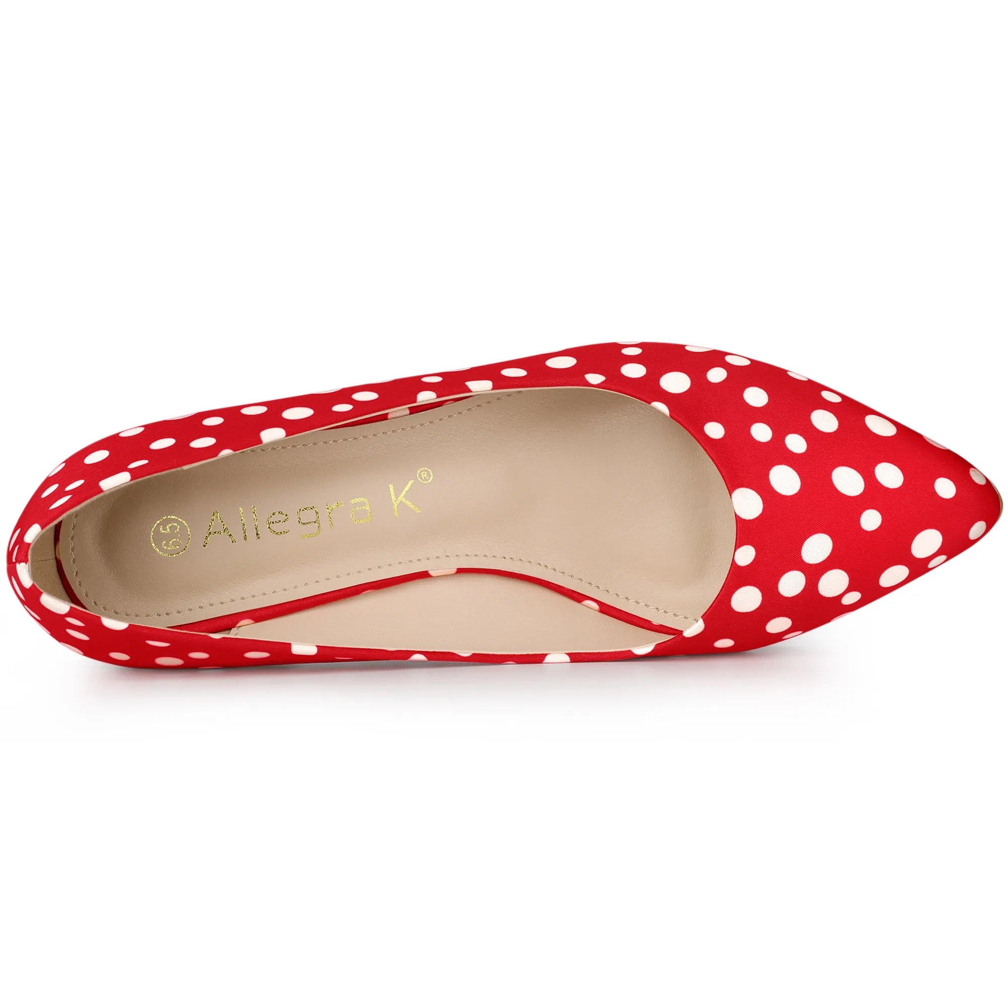 Pointed Toe Polka Dots Kitten Heel Pumps