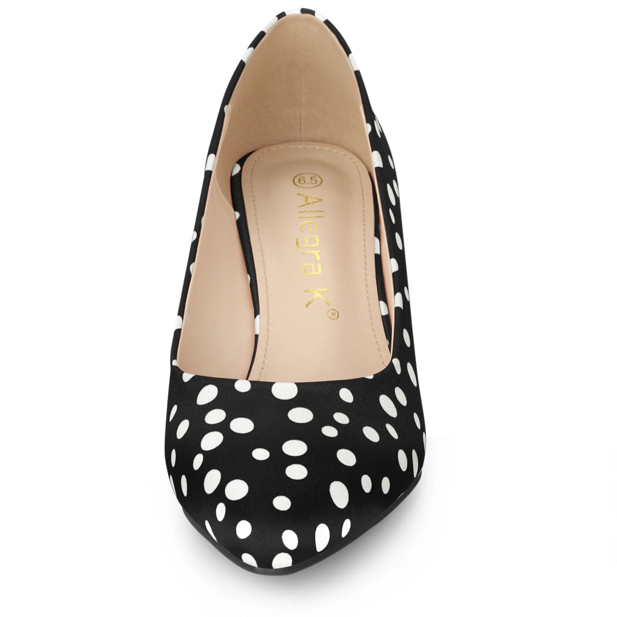 Pointed Toe Polka Dots Kitten Heel Pumps