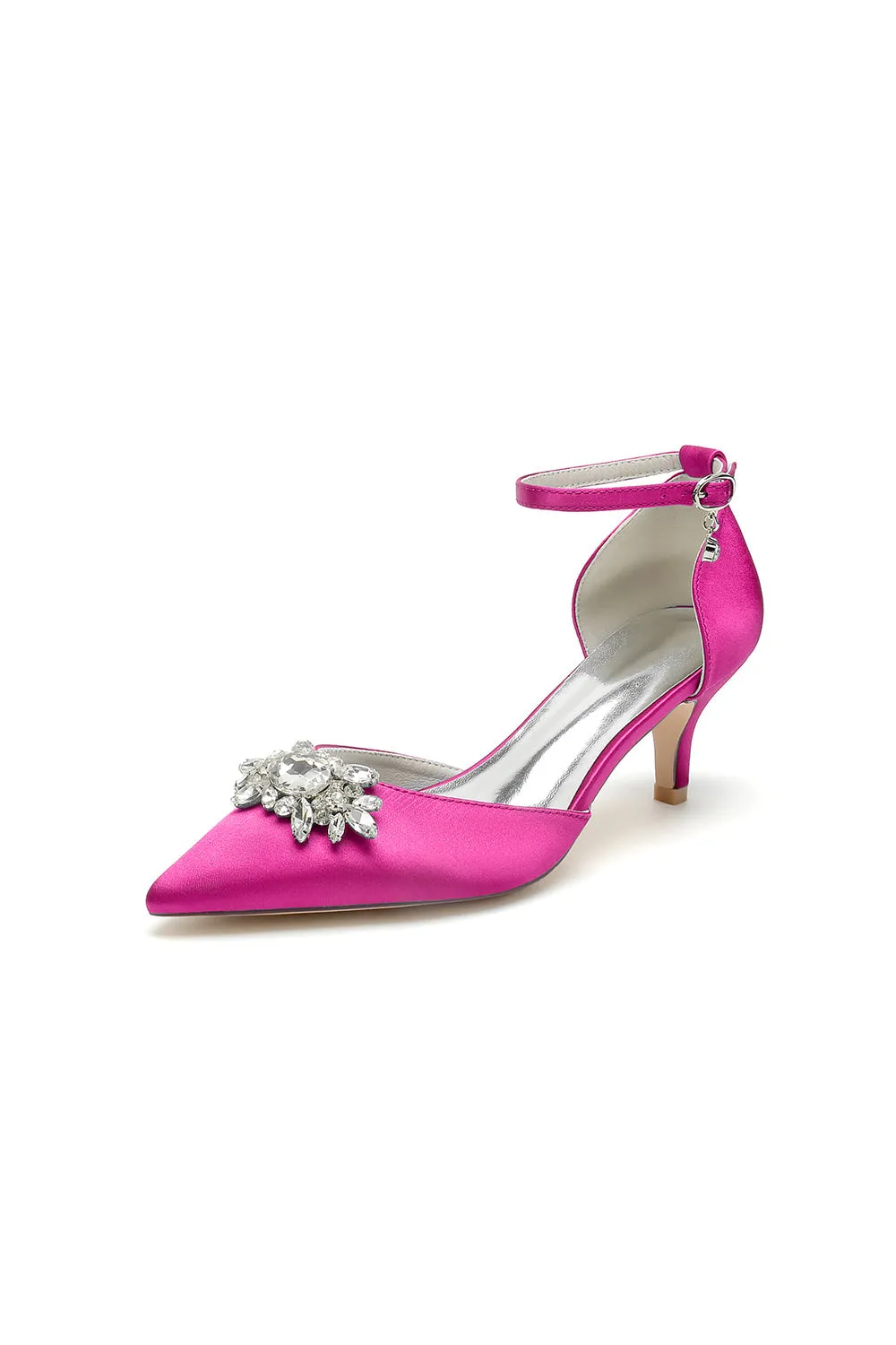 Pointed Toe Rhinestone Kitten Heels