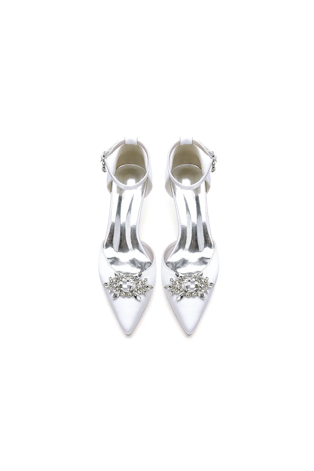 Pointed Toe Rhinestone Kitten Heels