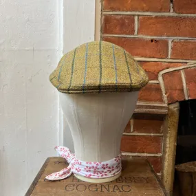 Regent - Flat Cap - Green Tweed with Dark Green and Sky Blue Overcheck