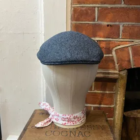 Regent - Flat Cap - Petrol Blue Herringbone Tweed