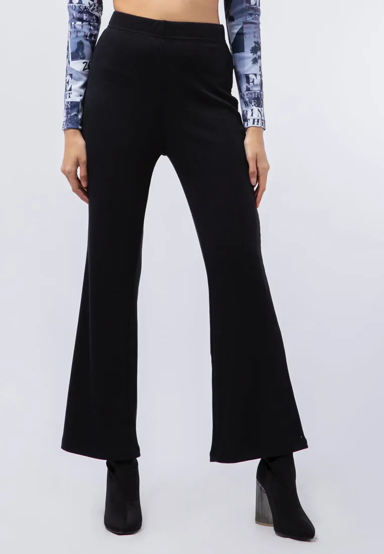 Ribbed Flare Trousers