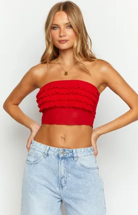 Rumba Rouge Red Ruffle Tube Top