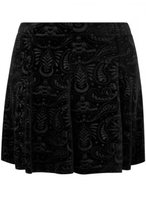 Sanna Velvet Skater Skirt - Black -