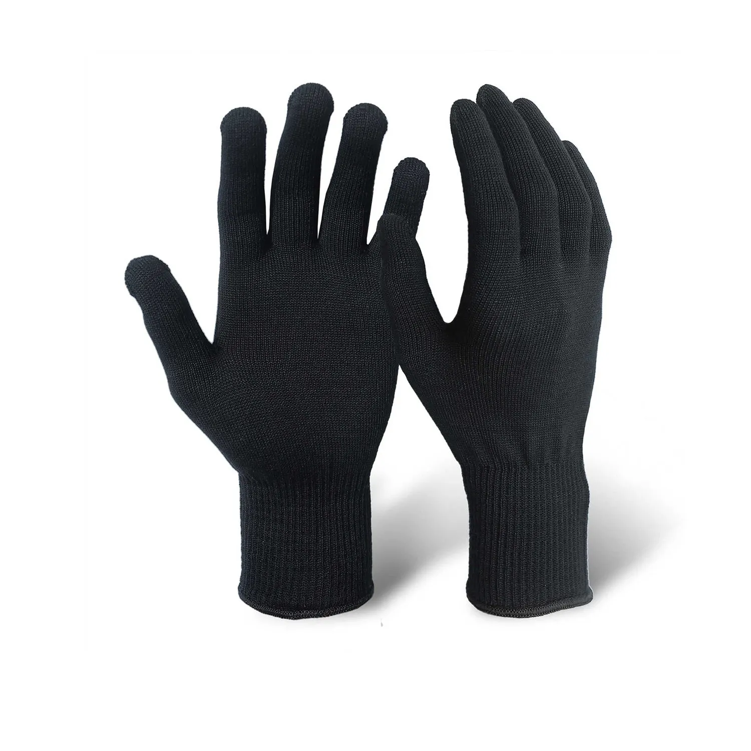 Silk Knit Full Finger Gloves (Black)