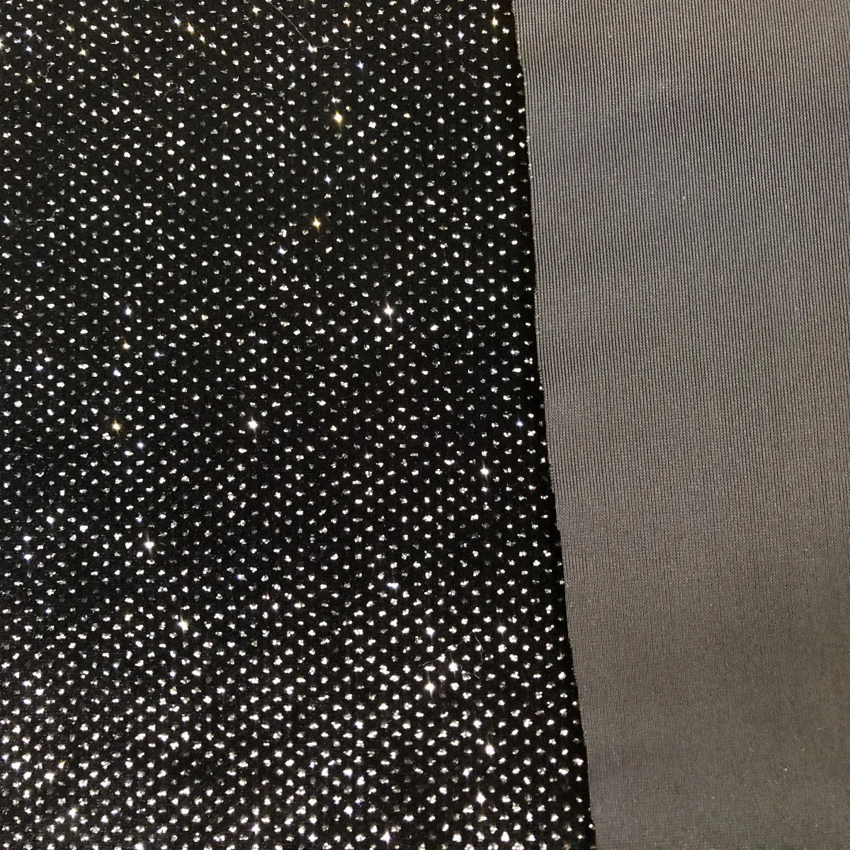 Silver Sparkle Glitter Lurex Stretch Velvet Fabric