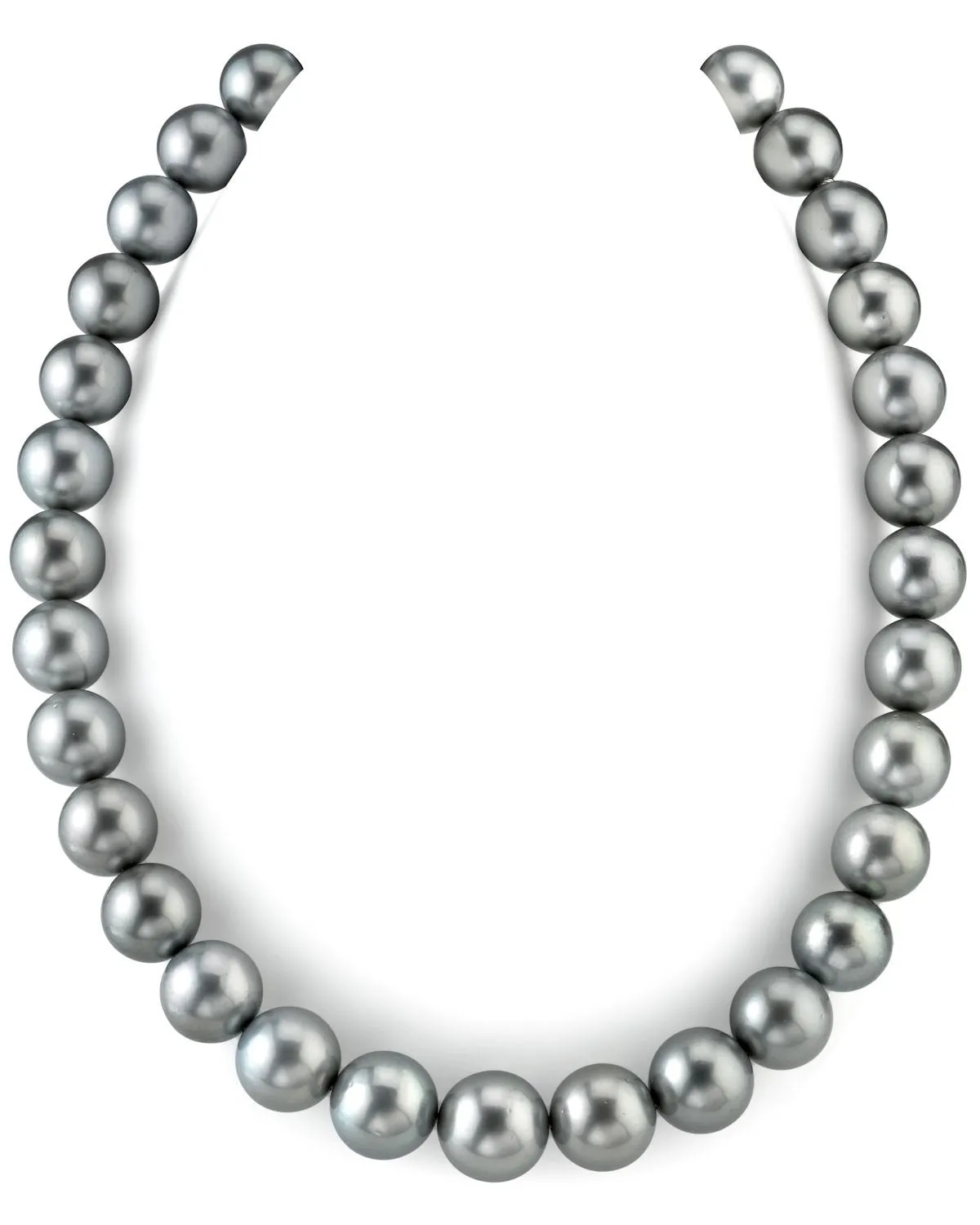 Silver Tahitian True Round Pearl Necklace, 12.0-14.0mm - AAAA Quality