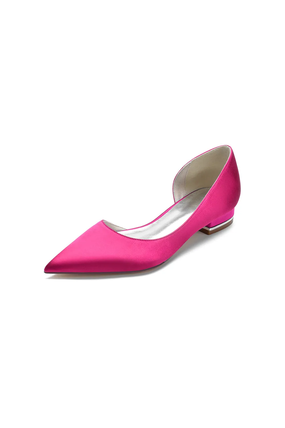 Simple Satin Pointed Toe Kitten Heels