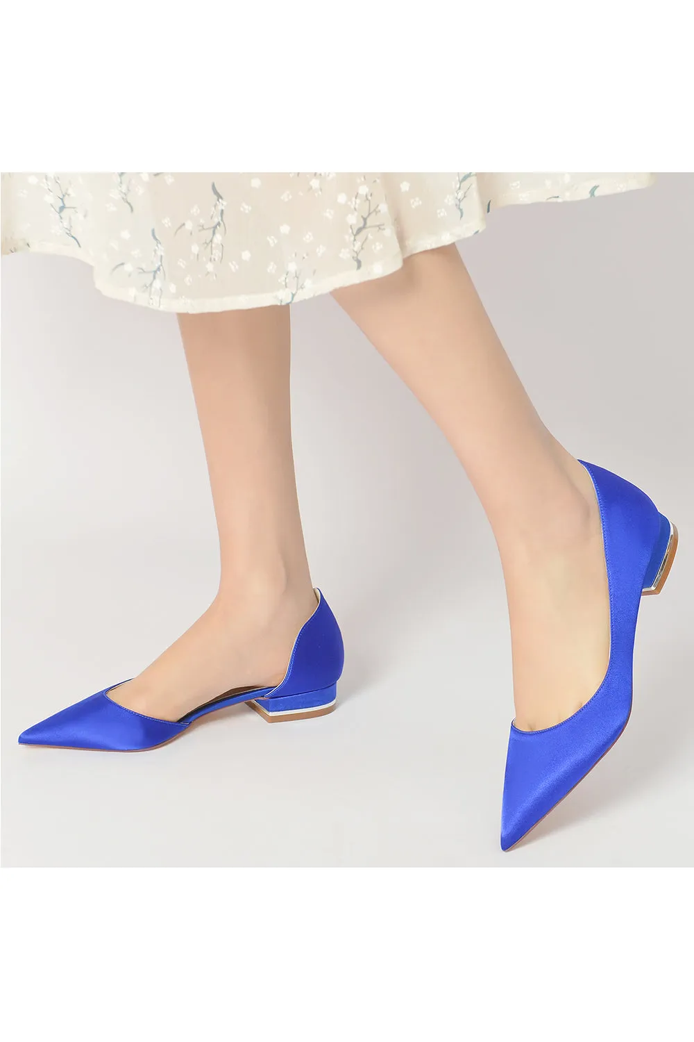 Simple Satin Pointed Toe Kitten Heels