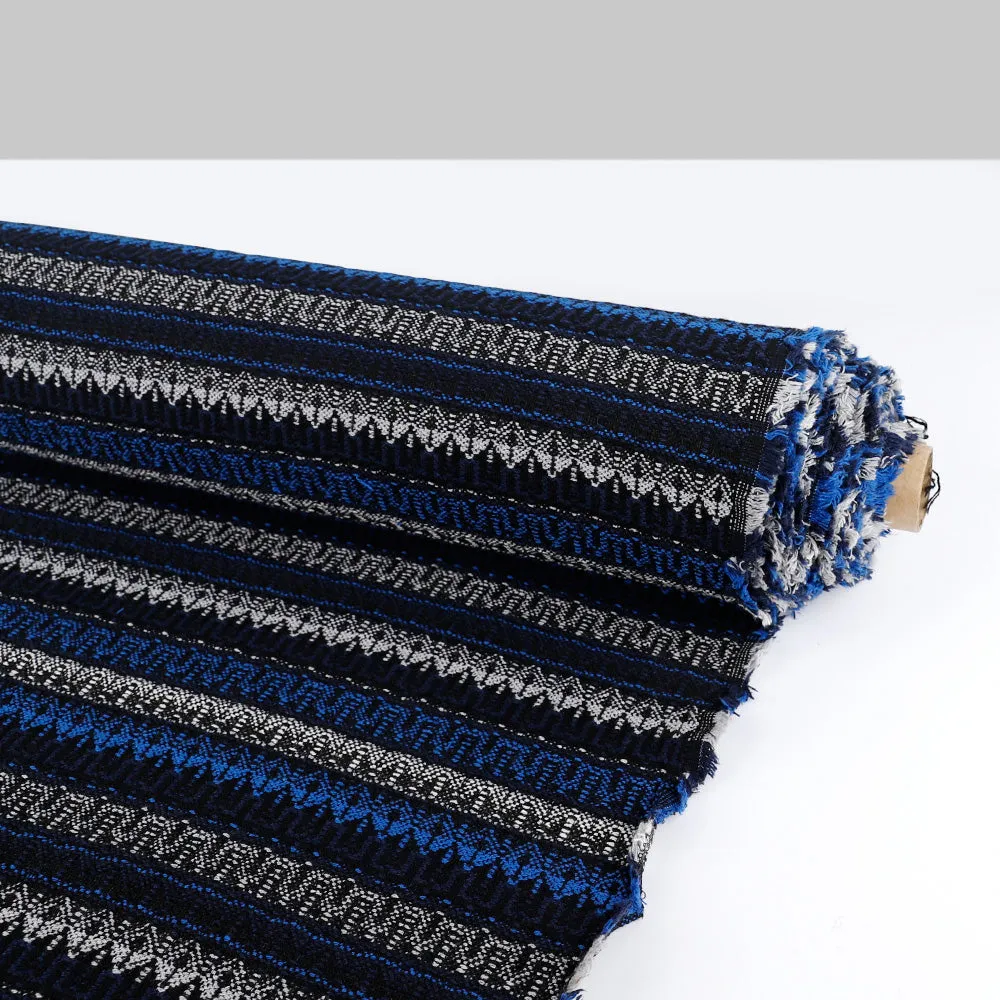 Stripe Jacquard Tweed - Blue Mix