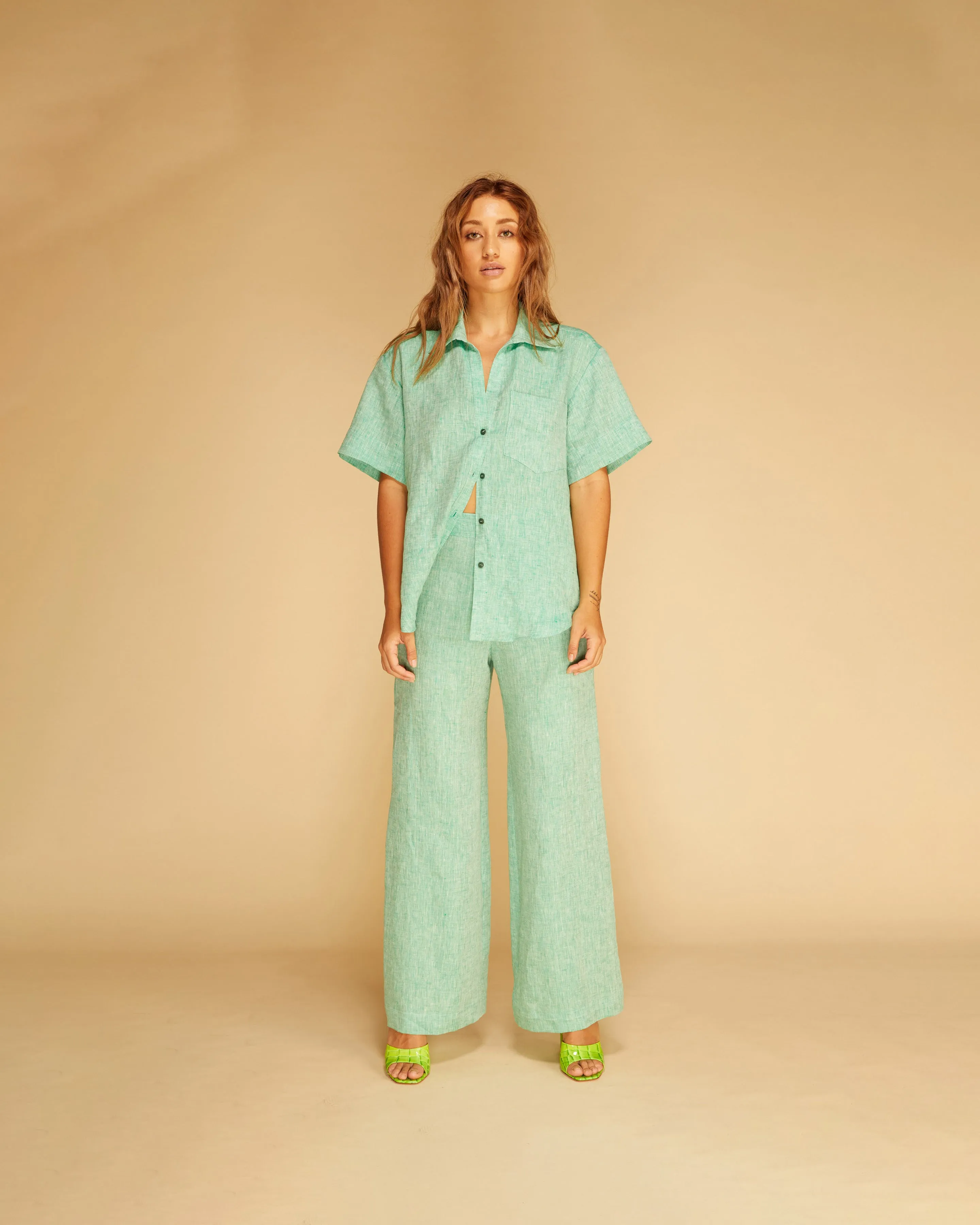 TAI LINEN PANT GREEN MARLE