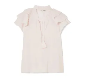 Ulla Johnson - Edith Ruffled Cashmere-blend Top - Baby pink