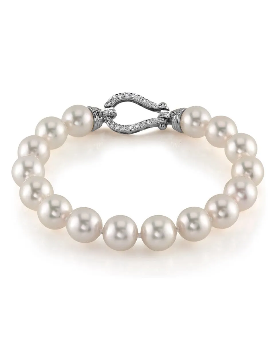 White Japanese Hanadama Akoya Pearl Bracelet, 9.0-9.5mm