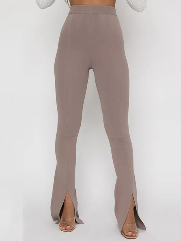 Women's Front Slit Hem Flare Trousers