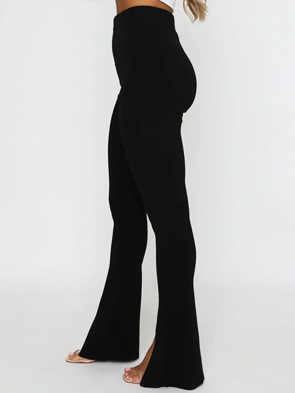 Women's Front Slit Hem Flare Trousers